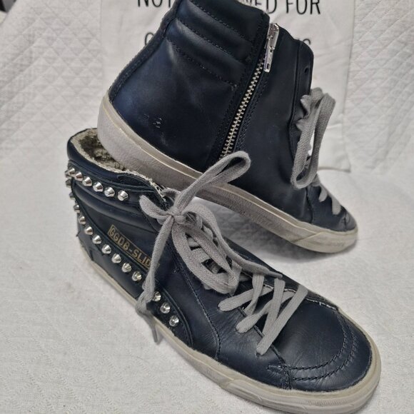 Golden Goose 7.5 8 Rare Black Stud GGDB slide - Picture 1 of 3
